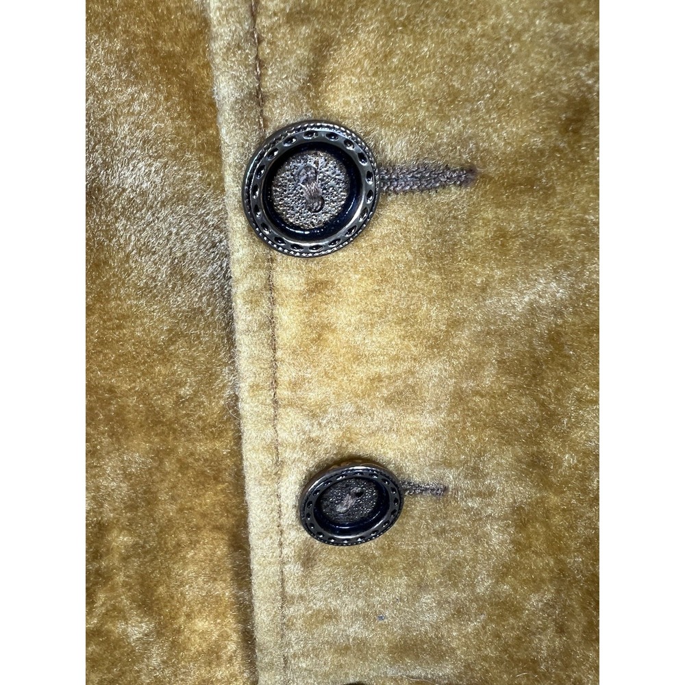 Vintage Y2K Men's Medium Gold Velvet Vest Button Front Retro Boho - Picture 4 of 4